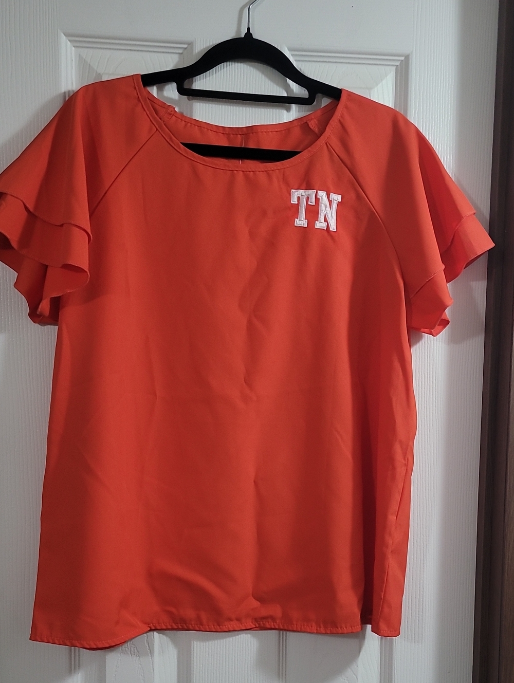 Elby Designs TN Embroidered Ruffle Sleeve Women's Top - Orange